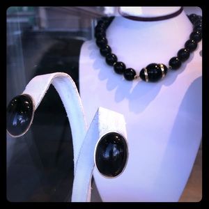 Black onyx earrings and necklace